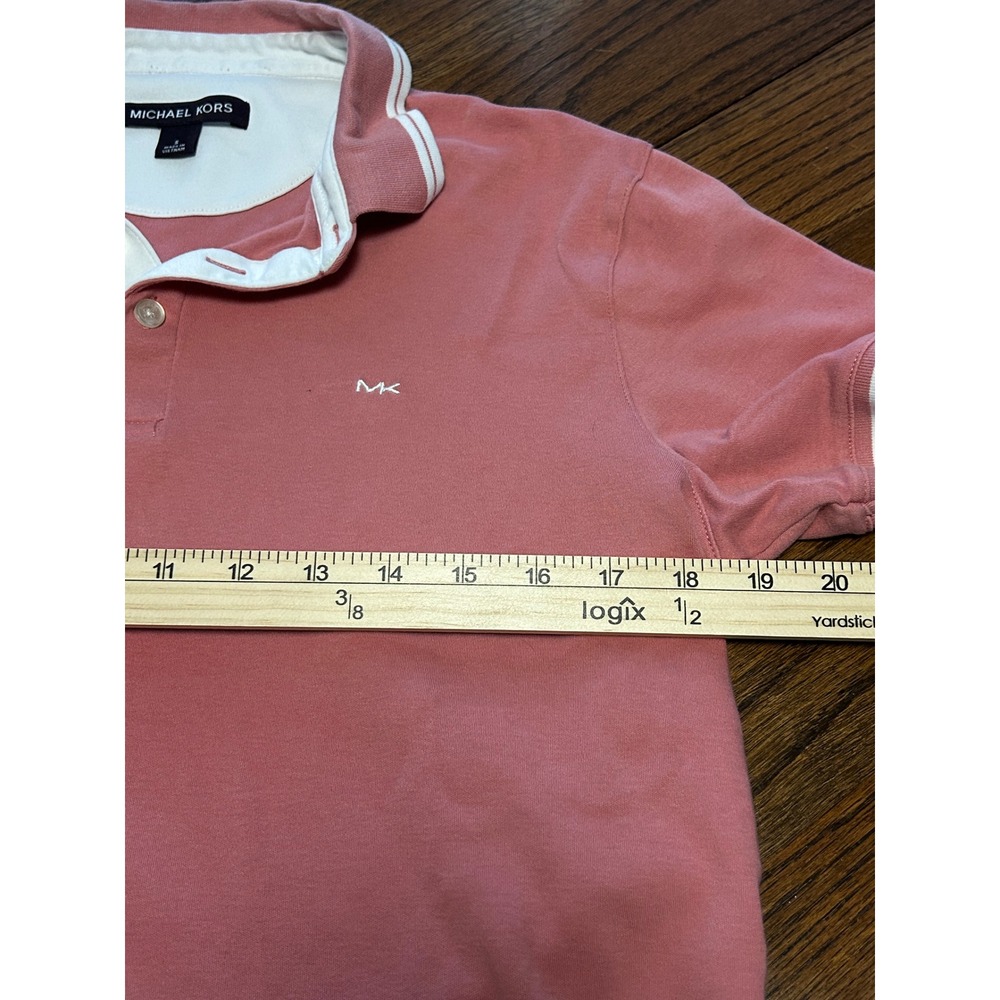 Michael Kors Mens Polo Shirt Bundle 2 Pack Blue Pink Short Sleeve Size S MK Logo - Picture 7 of 8